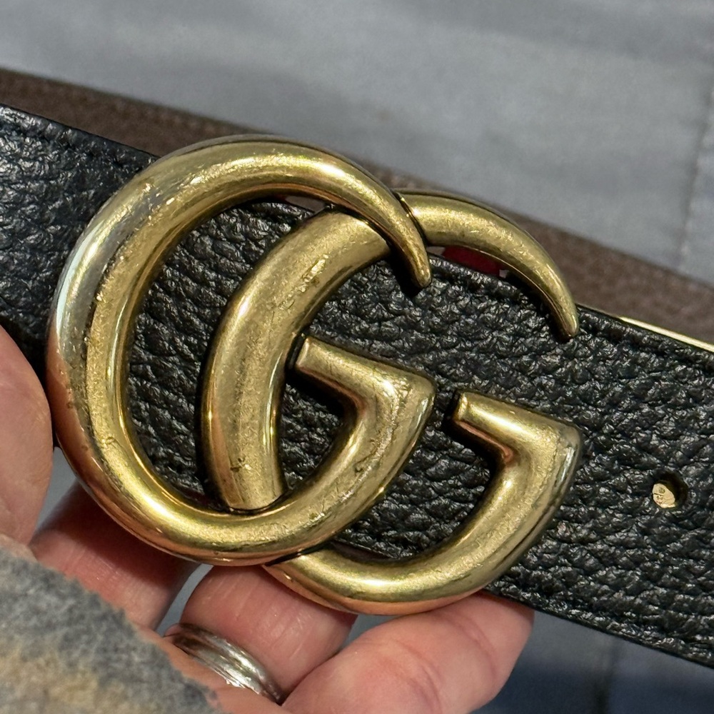 Gucci Black Belt with Gold GG Logo